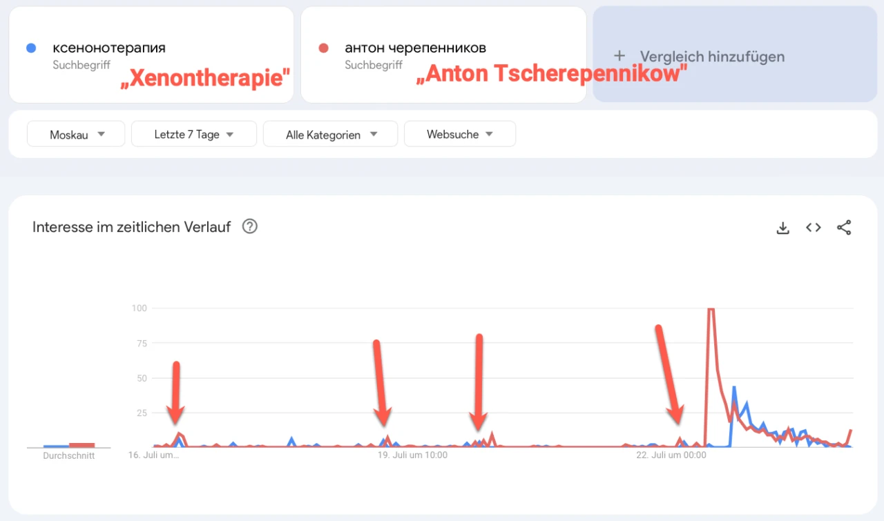 Quervalidierung — überlagerte Suchverläufe als transparente Folien